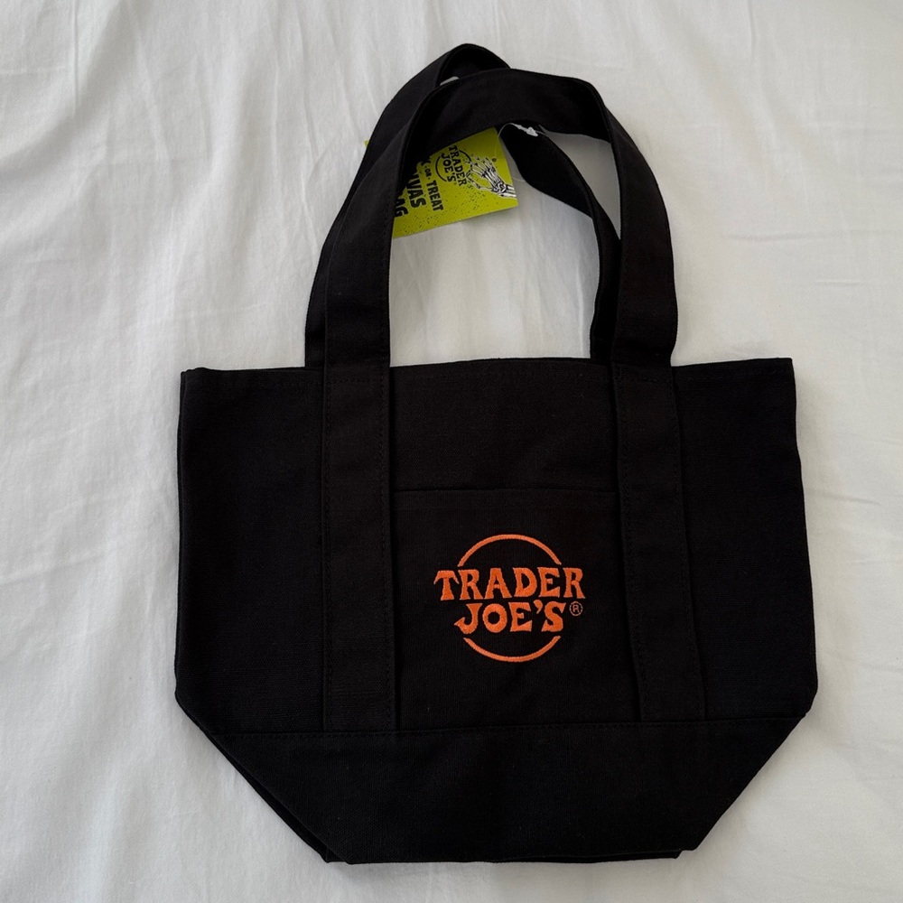 Trader Joe's Black mini  Tote Bag with Orange Logo